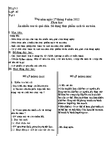 Giáo án Khối 4 - Tuần 5 Giáo án Khối 4 - Tuần 5