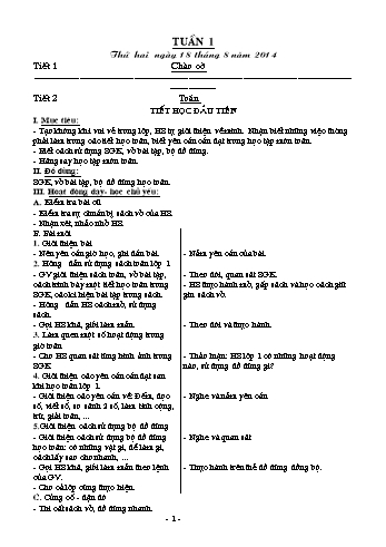 Giáo án Lớp 1 - Tuần 1 - Năm học 2014-2015