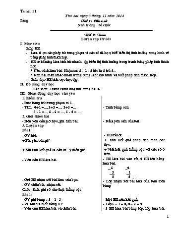 Giáo án Lớp 1 - Tuần 11 - Năm học 2014-2015