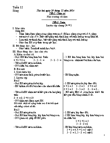 Giáo án Lớp 1 - Tuần 12 - Năm học 2014-2015