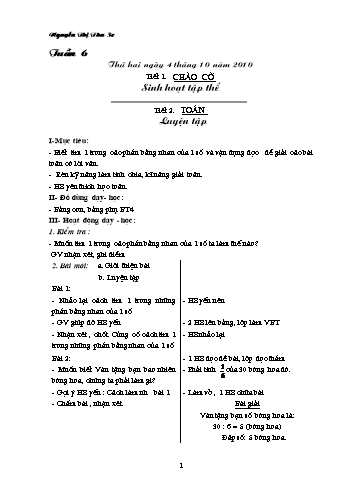 Giáo án Lớp 3 - Tuần 6 - Nguyễn Thị Thu Giáo án Lớp 3 - Tuần 6 - Nguyễn Thị Thu