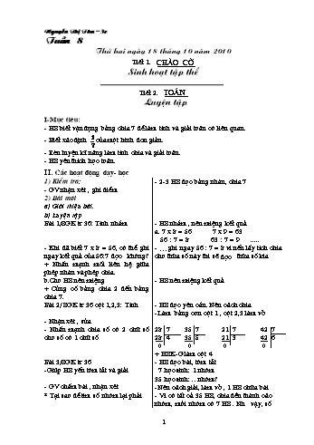 Giáo án Lớp 3 - Tuần 8 - Nguyễn Thị Thu
