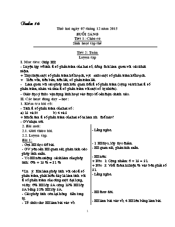 Giáo án Lớp 5 - Tuần 16 - Năm học 2015-2016