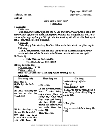 Giáo án Ngữ văn Lớp 9 - Tuần 25 - Trần Văn Ngọ