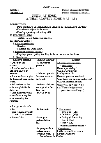 Giáo án Tiếng Anh Lớp 7 - Tuần 5