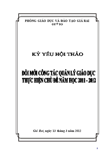 Hội thảo Đổi mới công tác quản lý giáo dục thực hiện chủ đề năm học 2011-2012