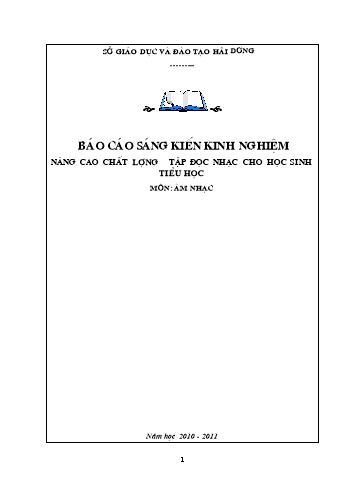 Sáng kiến kinh nghiệm Nâng cao chất lượng tập đọc nhạc cho học sinh tiểu học