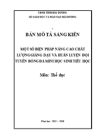 SKKN Một số biện pháp nâng cao chất lượng giảng dạy và huấn luyện đội tuyển Bóng đá mini học sinh tiểu học
