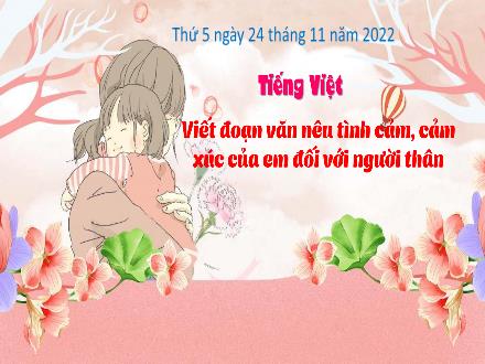 Bài giảng Tiếng Việt 3 (Tập làm văn) - Bài: Viết đoạn văn nêu tình cảm, cảm xúc của em đối với người thân - Năm học 2022-2023