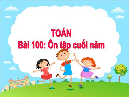 Bài giảng Toán 1 - Bài 100: Ôn tập cuối năm - Năm học 2021-2022- Nguyễn Thị Ánh Tuyết