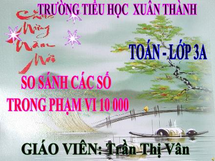 Bài giảng Toán 3 - Bài: So sánh các số trong phạm vi 10 000 - Năm học 2021-2022 - Trần Thị Vân