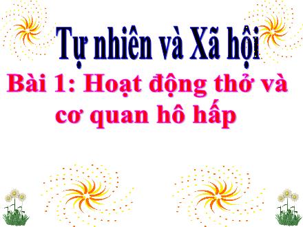 Bài giảng Tự nhiên và xã hội 3 - Bài 1: Hoạt động thở và cơ quan hô hấp - Năm học 2021-2022