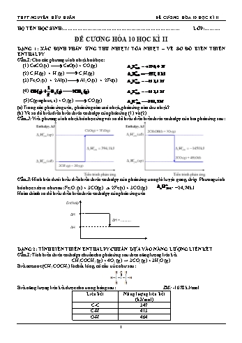 Đề cương học kì 2 Hóa học 10 - Trường THPT Nguyễn Hữu Huân