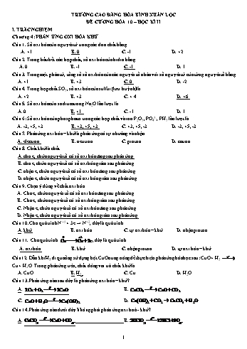 Đề cương học kì II Hóa học 10 - Nguyễn Văn Đoàn (Có đáp án)