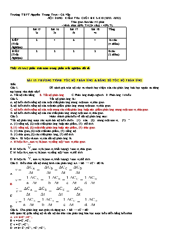Đề cương kiểm tra cuối học kì 2 Hóa học 10 - Bài 15-18 - Năm học 2022-2023 - Trường THPT Nguyễn Trung Trực (Có đáp án)