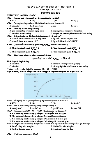 Đề cương ôn tập cuối học kỳ II Hóa học 10 - Đề minh họa số 1-3 - Năm học 2022-2023 - Trường THPT Sơn Trà
