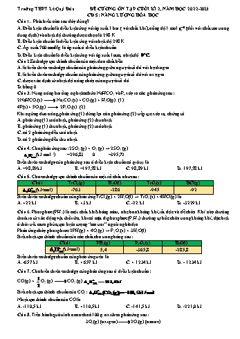 Đề cương ôn tập cuối kì 2 Hóa học 10 - Năm học 2022-2023 - Trường THPT Lê Quý Đôn