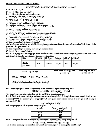 Đề cương ôn tập học kì 2 Hóa học 10 - Chủ đề 4-7 - Năm học 2022-2023 - Trường THPT Nguyễn Trãi