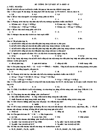 Đề cương ôn tập học kì II Hóa học 10 - Nguyễn Phương Liên