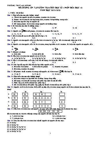 Đề cương ôn tập kiểm tra cuối học kì 1 Hóa học 10 - Năm học 2022-2023 - Trường THPT An Dương