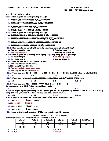 Đề khảo sát số 01 Hóa học 10 - Trường THPT Nguyễn Tất Thành (Có đáp án)