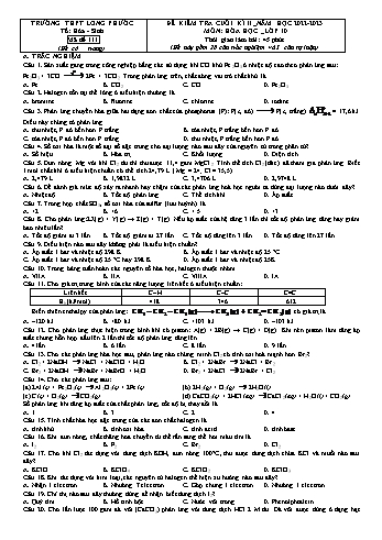 Đề kiểm tra cuối học kì II Hóa học 10 - Mã đề 111 - Năm học 2022-2023 - Trường THPT Long Phước