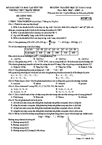 Đề kiểm tra cuối học kì II Hóa học 10 - Mã đề 132 - Năm học 2022-2023 - Trường THPT Thạnh Phước