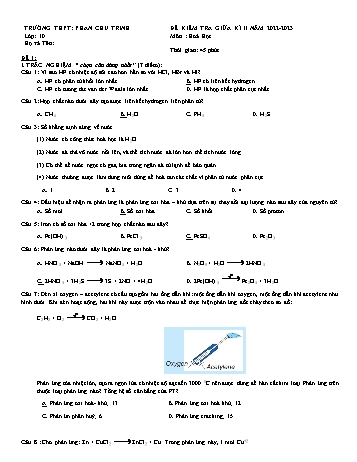 Đề kiểm tra giữa kì II Hóa học 10 - Đề 1 - Năm học 2022-2023 - Trường THPT Phan Chu Trinh (Có đáp án)