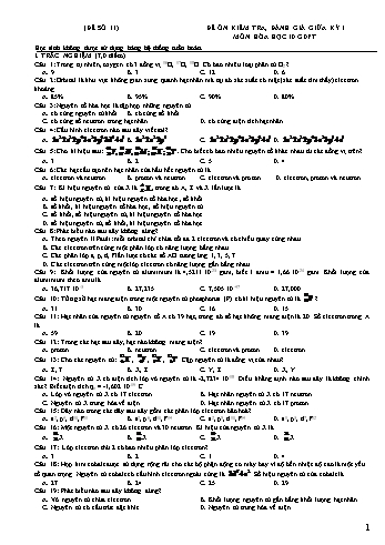 Đề ôn kiểm tra giữa kì I Hóa học 10 - Đề số 11+12