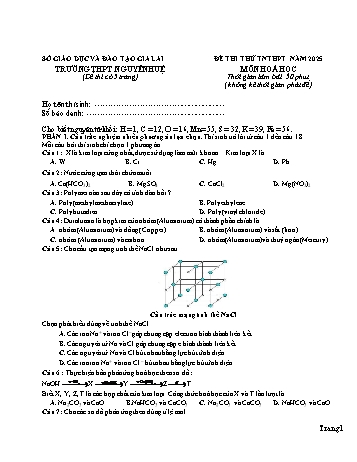 Đề thi thử tốt nghiệp THPT Hóa học 12 - Năm học 2024-2025 - Trường THPT Nguyễn Huệ (Có đáp án + Ma trận)