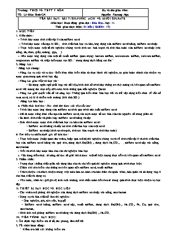 Giáo án Hóa học 11 (Chân trời sáng tạo) - Bài 7: Sulfuric acid và muối sulfate - Nguyễn Phương Nga