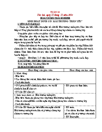 Giáo án Lớp 4 (Kết nối tri thức) - Tuần 10 - Năm học 2024-2025 - Hồ Thị Bích Thủy