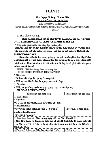 Giáo án Lớp 4 (Kết nối tri thức) - Tuần 12 - Năm học 2024-2025 - Hồ Thị Bích Thủy