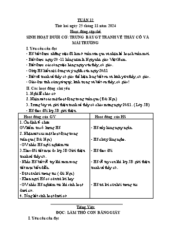 Giáo án Lớp 4 (Kết nối tri thức) - Tuần 12 - Năm học 2024-2025 - Nguyễn Thị Bích Thủy Giáo án Lớp 4 (Kết nối tri thức) - Tuần 12 - Năm học 2024-2025 - Nguyễn Thị Bích Thủy
