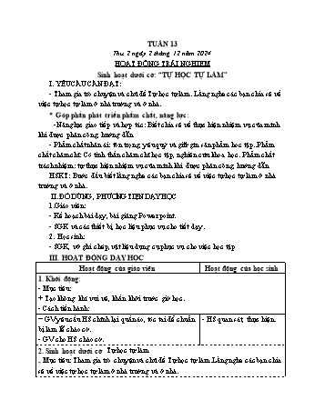 Giáo án Lớp 4 (Kết nối tri thức) - Tuần 13 - Năm học 2024-2025 - Hồ Thị Bích Thủy