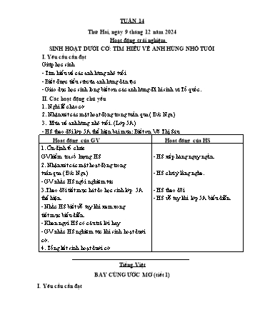 Giáo án Lớp 4 (Kết nối tri thức) - Tuần 14 - Năm học 2024-2025 - Nguyễn Thị Bích Thủy Giáo án Lớp 4 (Kết nối tri thức) - Tuần 14 - Năm học 2024-2025 - Nguyễn Thị Bích Thủy