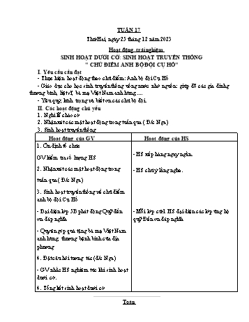 Giáo án Lớp 4 (Kết nối tri thức) - Tuần 17 - Năm học 2023-2024 - Nguyễn Thị Bích Thủy Giáo án Lớp 4 (Kết nối tri thức) - Tuần 17 - Năm học 2023-2024 - Nguyễn Thị Bích Thủy
