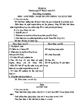 Giáo án Lớp 4 (Kết nối tri thức) - Tuần 24 - Năm học 2024-2025 - Bạch Thị Đào Giáo án Lớp 4 (Kết nối tri thức) - Tuần 24 - Năm học 2024-2025 - Bạch Thị Đào