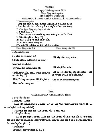 Giáo án Lớp 4 (Kết nối tri thức) - Tuần 3 - Năm học 2023-2024 - Nguyễn Thị Bích Thủy Giáo án Lớp 4 (Kết nối tri thức) - Tuần 3 - Năm học 2023-2024 - Nguyễn Thị Bích Thủy