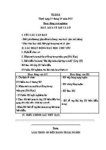 Giáo án Lớp 4 (Kết nối tri thức) - Tuần 7 - Năm học 2023-2024 - Nguyễn Thị Bích Thủy