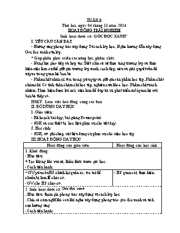 Giáo án Lớp 4 (Kết nối tri thức) - Tuần 9 - Năm học 2024-2025 - Hồ Thị Bích Thủy