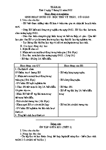 Giáo án Lớp 4 - Tuần 10 - Năm học 2022-2023 - Nguyễn Thị Bích Thủy Giáo án Lớp 4 - Tuần 10 - Năm học 2022-2023 - Nguyễn Thị Bích Thủy