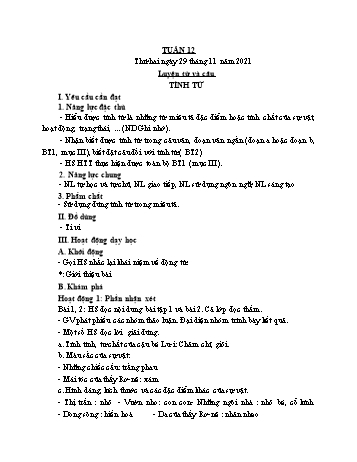 Giáo án Lớp 4 - Tuần 12 - Năm học 2021-2022 - Nguyễn Thị Bích Thủy Giáo án Lớp 4 - Tuần 12 - Năm học 2021-2022 - Nguyễn Thị Bích Thủy