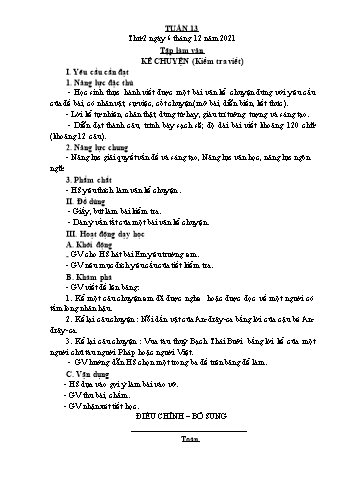 Giáo án Lớp 4 - Tuần 13 - Năm học 2021-2022 - Nguyễn Thị Bích Thủy Giáo án Lớp 4 - Tuần 13 - Năm học 2021-2022 - Nguyễn Thị Bích Thủy