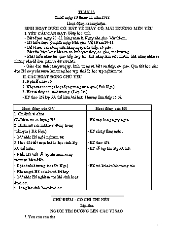 Giáo án Lớp 4 - Tuần 13 - Năm học 2022-2023 - Nguyễn Thị Bích Thủy Giáo án Lớp 4 - Tuần 13 - Năm học 2022-2023 - Nguyễn Thị Bích Thủy