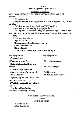 Giáo án Lớp 4 - Tuần 14 - Năm học 2022-2023 - Nguyễn Thị Bích Thủy Giáo án Lớp 4 - Tuần 14 - Năm học 2022-2023 - Nguyễn Thị Bích Thủy