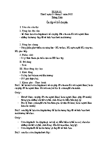 Giáo án Lớp 4 - Tuần 32 - Năm học 2021-2022 - Nguyễn Thị Bích Thủy