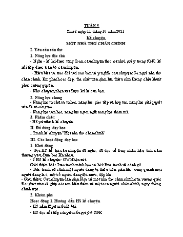 Giáo án Lớp 4 - Tuần 5 - Năm học 2021-2022 - Nguyễn Thị Bích Thủy Giáo án Lớp 4 - Tuần 5 - Năm học 2021-2022 - Nguyễn Thị Bích Thủy