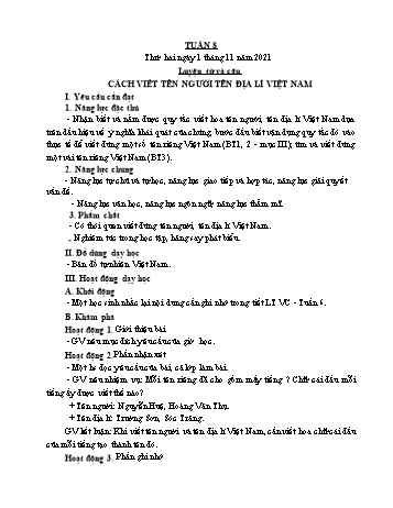 Giáo án Lớp 4 - Tuần 8 - Năm học 2021-2022 - Nguyễn Thị Bích Thủy Giáo án Lớp 4 - Tuần 8 - Năm học 2021-2022 - Nguyễn Thị Bích Thủy