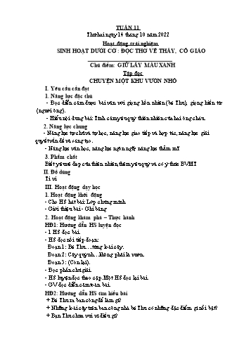 Giáo án Lớp 5 - Tuần 11 - Năm học 2022-2023 - Bạch Thị Đào